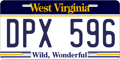 WV license plate DPX596