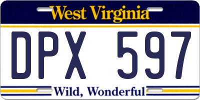 WV license plate DPX597