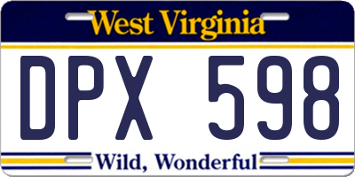 WV license plate DPX598