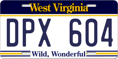 WV license plate DPX604