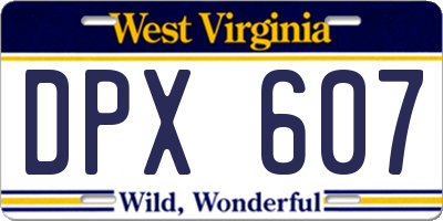 WV license plate DPX607