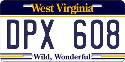 WV license plate DPX608