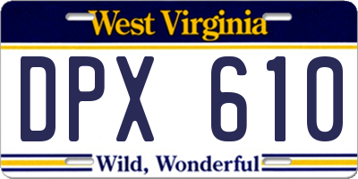 WV license plate DPX610