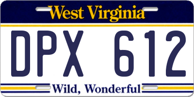 WV license plate DPX612
