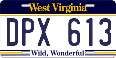 WV license plate DPX613