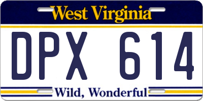 WV license plate DPX614