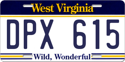 WV license plate DPX615
