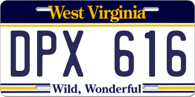 WV license plate DPX616