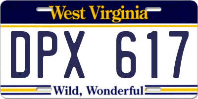 WV license plate DPX617
