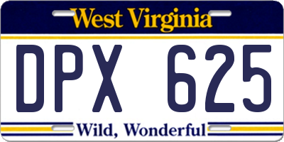 WV license plate DPX625