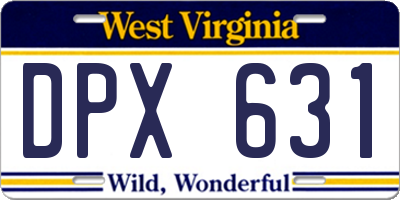 WV license plate DPX631
