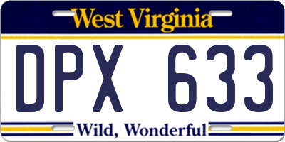 WV license plate DPX633