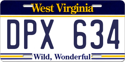 WV license plate DPX634