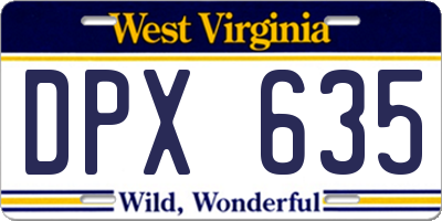WV license plate DPX635