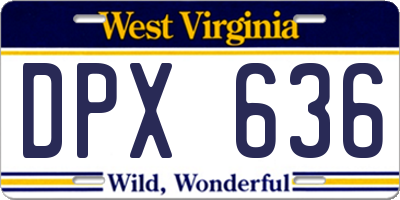 WV license plate DPX636
