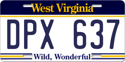 WV license plate DPX637