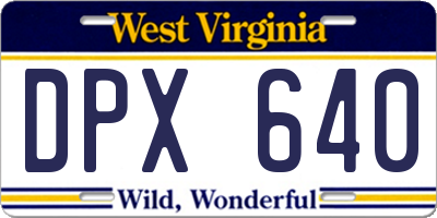 WV license plate DPX640