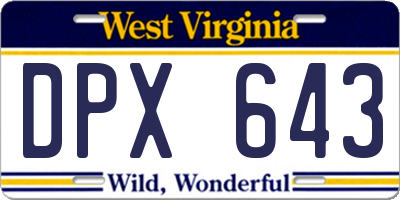 WV license plate DPX643