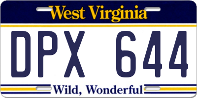 WV license plate DPX644