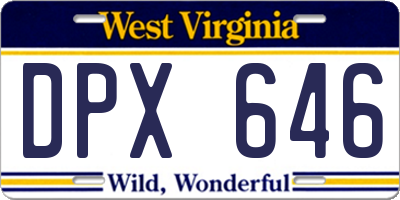 WV license plate DPX646