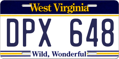WV license plate DPX648