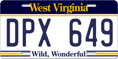 WV license plate DPX649