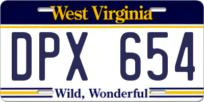 WV license plate DPX654
