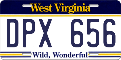 WV license plate DPX656