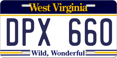 WV license plate DPX660