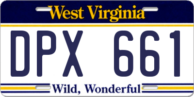 WV license plate DPX661