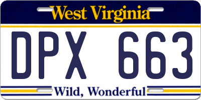 WV license plate DPX663