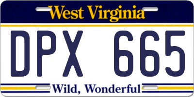 WV license plate DPX665
