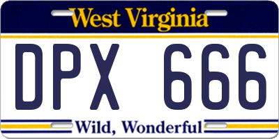 WV license plate DPX666