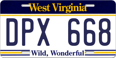 WV license plate DPX668