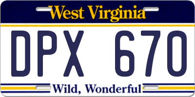WV license plate DPX670