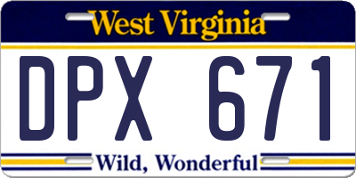 WV license plate DPX671