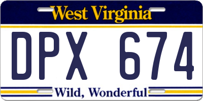 WV license plate DPX674