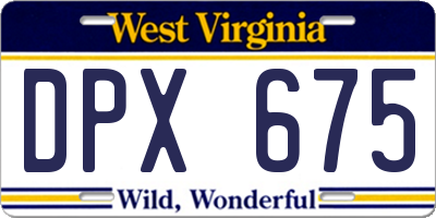WV license plate DPX675