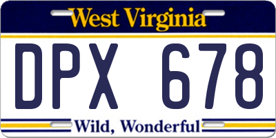 WV license plate DPX678