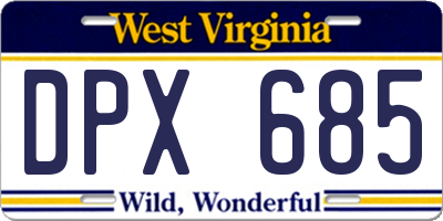 WV license plate DPX685