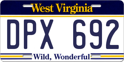 WV license plate DPX692