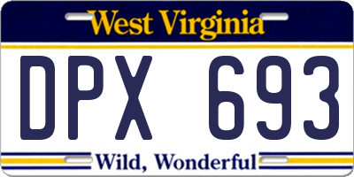 WV license plate DPX693