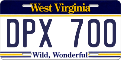 WV license plate DPX700