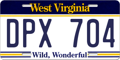 WV license plate DPX704