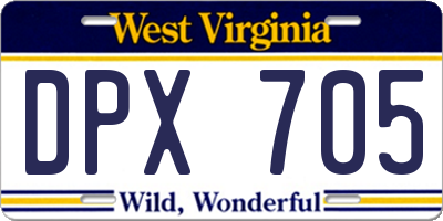 WV license plate DPX705