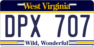 WV license plate DPX707
