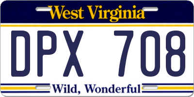 WV license plate DPX708