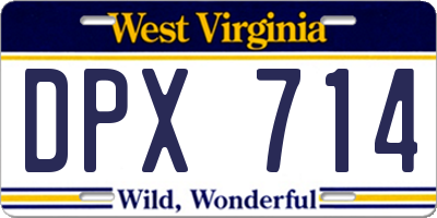 WV license plate DPX714