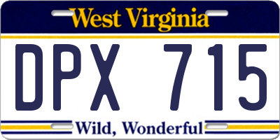 WV license plate DPX715