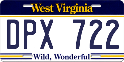 WV license plate DPX722